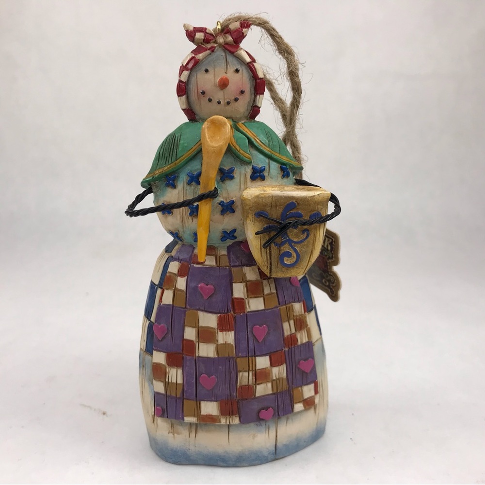 Jim Shore Baking Snowman Woman Spoon Bowl Holiday Ornament 2003